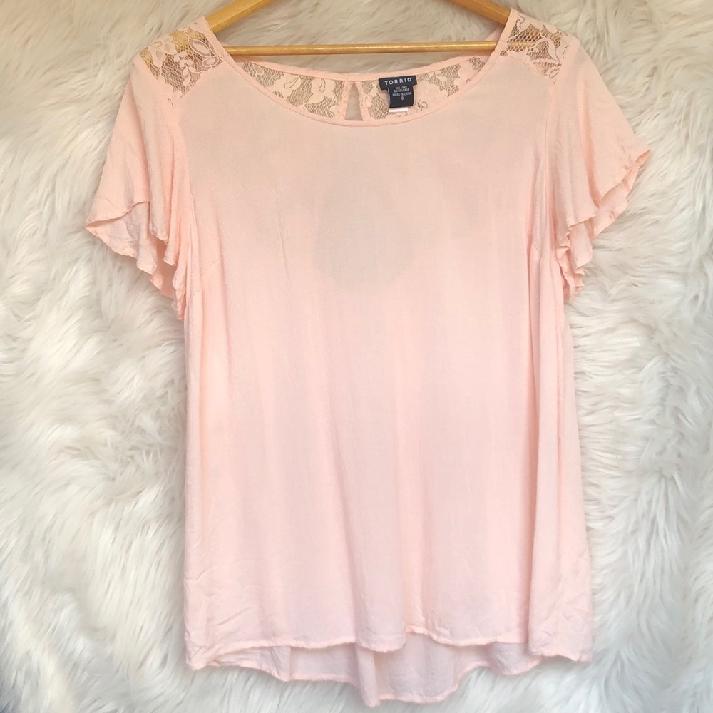 TORRID lace inset crepe blouse size 0/Large